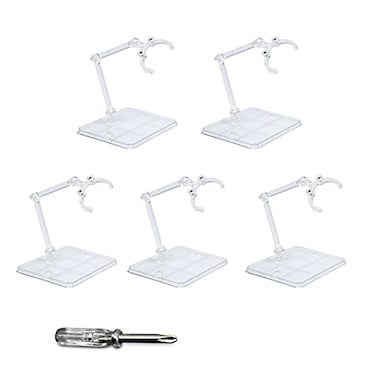 POMER Action Figure Stand 5 Pcs Transparent Assembly Action Figure Display Holder Base Model Support Stand Compatible with 6 HGRGSD Gundam 1144 Toy with Screwdriver