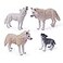 UANDME 4pcs Wolf Toy Figurines Set Arctic Wolf Animal Figures White Wolf Family Cake Topper Toy Gift for Kids White