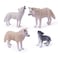 UANDME 4pcs Wolf Toy Figurines Set Arctic Wolf Animal Figures White Wolf Family Cake Topper Toy Gift for Kids White