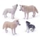 UANDME 4pcs Wolf Toy Figurines Set Arctic Wolf Animal Figures White Wolf Family Cake Topper Toy Gift for Kids White