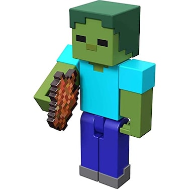 Mattel Minecraft CraftABlock Zombie Figure Authentic Pixelated VideoGame Characters Action Toy to Create Explore and Survive Collectible Gift for Fans Age 6 Years and Older