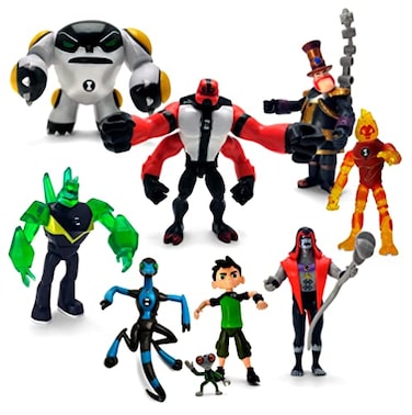 Toysvill Figures Based on Ben 10 Action Figures Set of 9 Toys Ben Tennyson Four Arms Grey Matter Kineceleran Diamondhead Hex Steam Smythe Cannonbolt Heatblast