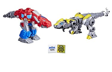 MOTIONRUSH Transformers Dinobot Adventures Dino Optimus and Bumblebee 2Pack Converting Action Figures Bundle with 2 My Outlet Mall Stickers