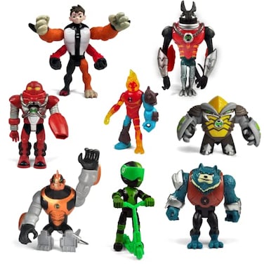 Toysvill Protector of Earth Collection Action Figures 8 Figurines Set Four Arms Jetray Overflow Heatblast Armored Cannonbolt Humungousaur Ben Tennyson Bashmouth