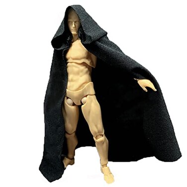 SSbeauty M 112 Scale Fabric Cape Cloak with Hat for 6 inch 112 Action Figure Clothes Black Cloak
