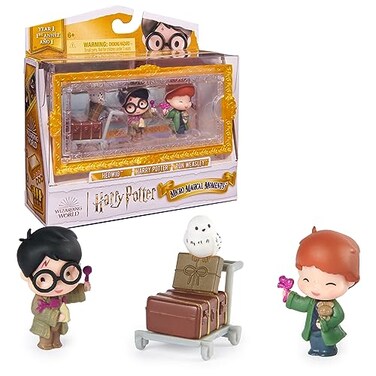 Wizarding World Harry Potter Micro Magical Moments Action Figures Set with Harry Ron Hedwig Display Case Kids Toys for Ages 6 and up