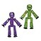 Zing StikBot Dual Pack Includes 2 StikBots Collectible Action Figures and Accessories Stop Motion Animation Ages 4 and Up Metal EggplantMetal Olive