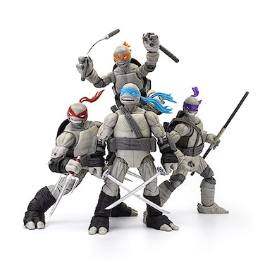 The Loyal Subjects Teenage Mutant Ninja Turtles BST AXN IDW Comic Inspired Black White 5inch Action Figure 4Pack