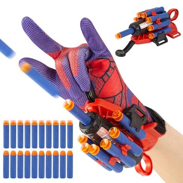 Gokbuy Spider Gloves Man Web Shooter Toy with Wrist Spider Launcher Gloves Cosplay Toy Set for Kids