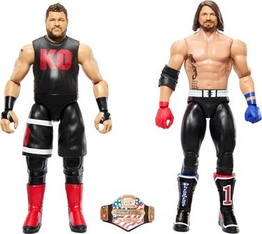 Mattel WWE Championship Showdown 2Pack Action Figures Accessory Series 15 Kevin Owens vs AJ Styes Collectible Set 6inch