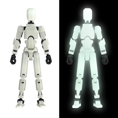 MerryXD T13 3D Action FigureAssembly Completed Dummy Nova Titan Lucky 13 Action Figure 3D Printed MultiJointed Movable Toy Grow in The Dark White