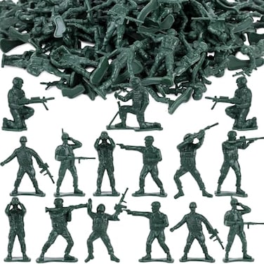 MCPINKY 100PCS Army Men Toy Soldiers Plastic Soldier Figures Army Men Playset Multiple Poses for Boys Birthday Gift Green