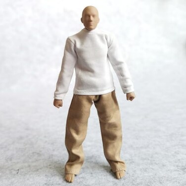 SSbeauty M 112 Scale Fabric TShirt Pant for 6 inch 112 Man Thin Small Action Figure Clothes White Khaki