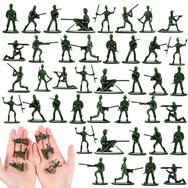 RoundFunny 100 Pcs Green Army Men Soldiers Set 115 Inch Plastic Army Men Action Figures 12 Assorted Poses Durable ABS Material for Dioramas Collection War Scenes Educational Play