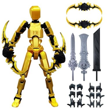 altuco Titan 13 Action Figure Set for KidsT13 Action Figure with Multiple Accessories3D Printed Dummy Robot 13 Desktop Decorative Toy for Boys Gold