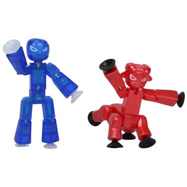 Zing StikBot Dual Pack Indigo Clear Blue Grim Red Chrome Kyron 2 Collectible Poseable Action Figures Suction Cup Stop Motion Animation Toy for Kids Ages 4