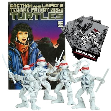 TEENAGE MUTANT Teenage Mutant Ninja Turtles Black and White Comic Book Figures with Comic Book by Playmates Toys
