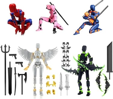 WKSBBTS 5Pack Titan 13 Action Figure Assembled T13 Action Figure Set Dummy 13 Action Figures Nova 13 Robot Toy Lucky 13 Figure 3D Printed MultiJointed Movable Birthday Gift Toy for Kids Boy