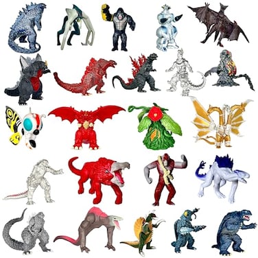 TwCare Set of 23 Monster x Kong The New EmpireMini Dinosaur Dragon Toys Action Figures Evolved Basic Exquisite Battle Roar BEAST Glove Shimo Frost Bite Mecha King Ghidorah Cake Toppers Pack