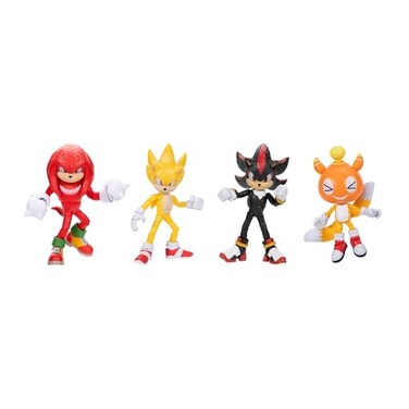 Sonic The Hedgehog 3 Movie 5InchAction Figure 4Pack Articulated Figures from Jakks Pacifics Wave 2 Include Super Hedgehog Shadow Knuckles and Chao Mascot Tails