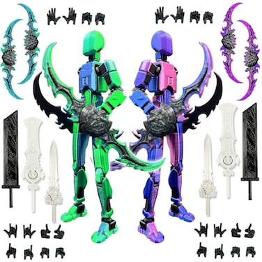 SANSGOUP T13 Dummy Action Figure Set Assembly Completed 3D Printed MultiJointed Movable Titan 13 Lucky 13 Mobile Robot Nova 13 Action Figures Desktop Decorations for Game Lovers Toy Purple Blue