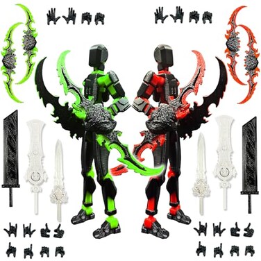 SANSGOUP T13 New Action Figure Set Assembly Completed 3D Printed MultiJointed Movable Titan 13 Dummy Lucky 13 Mobile Robot Nova 13 Action Figures Desktop Decorations for Game Lovers Toy Black Red Gree