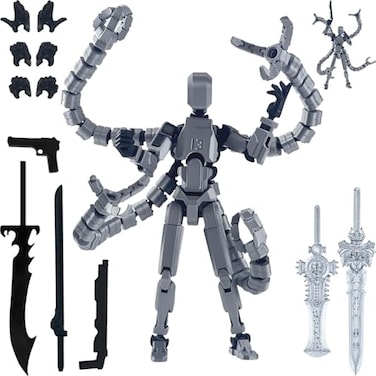 PkghoKids T13 Action Figure Already Assembled Accessories T13 MultiJointed Movablefor Collectors Desktop Decorations t13 Movability 3D Printed Toys Gray 55inch