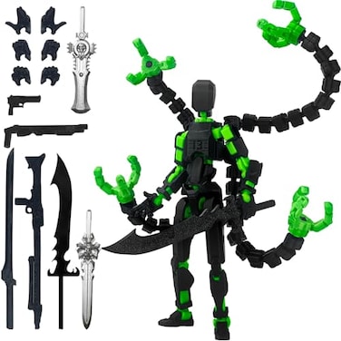 PkghoKids T13 Action Figure Already Assembled Accessories T13 MultiJointed Movablefor Collectors Desktop Decorations t13 Movability 3D Printed Toys Black Green 55inch