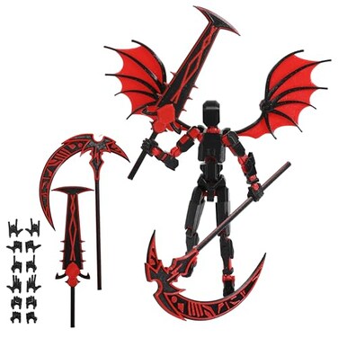 Pekuality T13 Figure Titan 13 Toys Red3D Printed Action Figures Assembly CompletedMultiJointed MovableAngel Designs Includes Various Accessories Dummy T 13 Figures Desk Decoration 55in