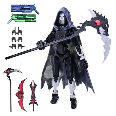 MIGESS T13 Action Figure Set 3D Printed Toy T13 Dummy 13 Titan 13t13 Action Figure AccessoriesDeath Cape Skeleton Robot Cool Robot Stop Motion Animation Figure GrayBlack