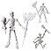 QWZFirst T13 Skeleton Action Figure Movable Articulated Human Skeleton 512in Action Figure Wearing Multiple Sets of Weapons Can Be Painted Suitable for Collectors As Desktop Decorations 3pcs
