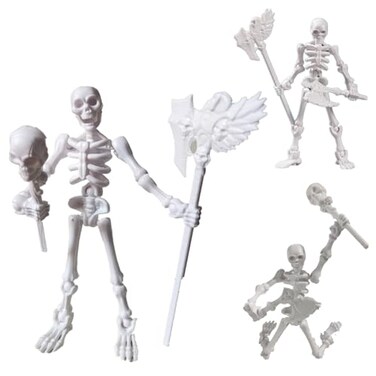 QWZFirst T13 Skeleton Action Figure Movable Articulated Human Skeleton 512in Action Figure Wearing Multiple Sets of Weapons Can Be Painted Suitable for Collectors As Desktop Decorations 3pcs