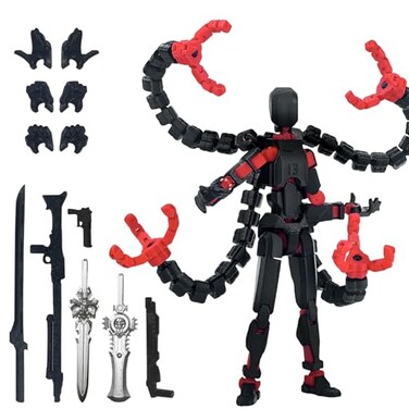 PkghoKids T13 Already Assembled Action Figure AccessoriesT13 MultiJointed Movablefor Collectors Desktop Decorations t13 Movability 3D Printed Toys Black Red 72inch