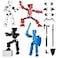 zumelio 4PCS Mini Titan T13 Action Figures Set Assembly Completed Luck Dummy Robot 13 Action Figure Toys for Boys Stick Figures with Multi Joints Movable Fidget Gifts for KidsBlackWhiteBlueRed
