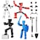 zumelio 4PCS Mini Titan T13 Action Figures Set Assembly Completed Luck Dummy Robot 13 Action Figure Toys for Boys Stick Figures with Multi Joints Movable Fidget Gifts for KidsBlackWhiteBlueRed