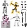 zumelio 4PCS Mini Titan T13 Action Figures Set Assembly Completed Luck Dummy Robot 13 Action Figure Toys for Boys Stick Figures with Multi Joints Movable Fidget Gifts for KidsWhiteGrayYellowPink