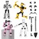 zumelio 4PCS Mini Titan T13 Action Figures Set Assembly Completed Luck Dummy Robot 13 Action Figure Toys for Boys Stick Figures with Multi Joints Movable Fidget Gifts for KidsWhiteGrayYellowPink