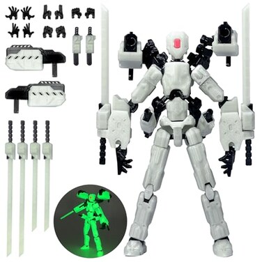 PkghoKids 8 inch T13 Assembly Completed Action Figure SetT 13 Action Figure MultiArticular Mobile Robot Nova T13Desktop Decorations for Game Lovers Toys Luminous Green