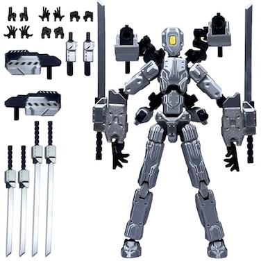 PkghoKids 8 inch T13 Assembly Completed Action Figure SetT 13 Action Figure MultiArticular Mobile Robot Nova T13Desktop Decorations for Game Lovers Toys Gray
