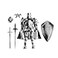 IYOOCSS T13 Medieval Knight Action Figure 3D Printed Articulated Figure Model Kit Poseable Desk Display Collectible Knight Armor Figure with Sword Shield Helmet Assembly Required Silver