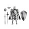 IYOOCSS T13 Medieval Knight Action Figure 3D Printed Articulated Figure Model Kit Poseable Desk Display Collectible Knight Armor Figure with Sword Shield Helmet Assembly Required Silver