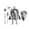 IYOOCSS T13 Medieval Knight Action Figure 3D Printed Articulated Figure Model Kit Poseable Desk Display Collectible Knight Armor Figure with Sword Shield Helmet Assembly Required Silver