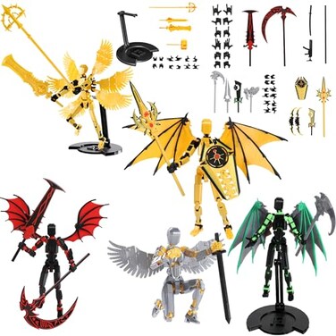 Pekuality T13 Figure Set Titan 13 Toys 5 Pack3d Printed Action Figures Assembly CompletedMultiJointed MovableAngel Designs Includes Various Accessories Dummy T 13 Figures Desk Decoration 55in