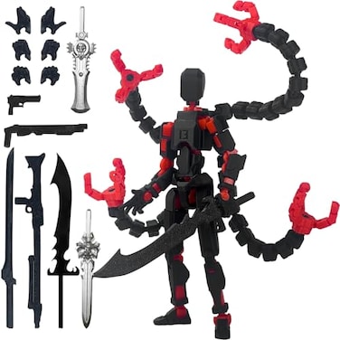 PkghoKids T13 Already Assembled Action Figure AccessoriesT13 MultiJointed Movablefor Collectors Desktop Decorations t13 Movability 3D Printed Toys Black Red 55inch