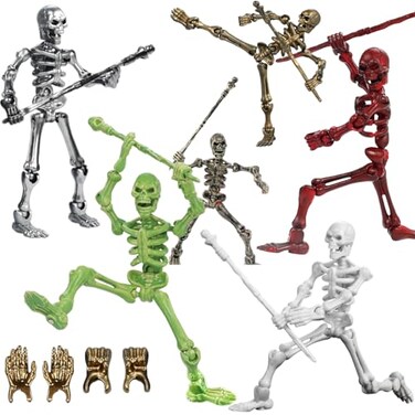 Lechonix 6 Pack T13 Action Figures Set Skeleton Action Figure Dummy 13 Titan 13 Mini Skeletons Action Figures for Boys 3D Printed Toys MultiJointed Movable for Party Gifts DIY Assembly Required
