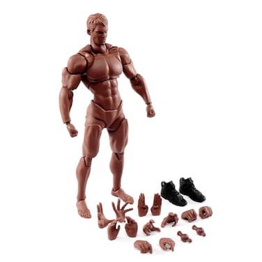 Fremego 112 Scale Male Action Figure6inch Super Flexible Strong Muscular Figure Miniature Figures Body Doll with Interchangeable Hands and Accessories Collection Black Skin