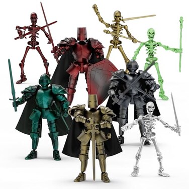 BOZOBO 8pcs 13 Action Figures Assembly RequiredDIY MultiColored Titan 13 Action Figure Set with Medieval Knight Style3D Printed MultiJointed Movable 13Action T Figure for Kids Adults