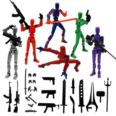 Pthjswj T13 Action Figure Set 6PCS Already Assembled Movable MultiJoints