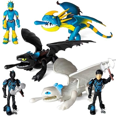 Toysvill Dragons Vikings Big Collection Action Figures Light Fury Night Fury Deadly Nadder 2 Hiccups Astrid Hofferson Set of 6 Pcs