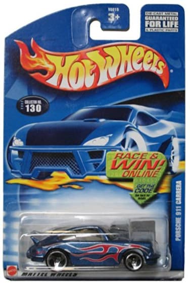Hot Wheels Porsche 911 Carrera 2002 130 Race and Win Card 3spokes Toy
